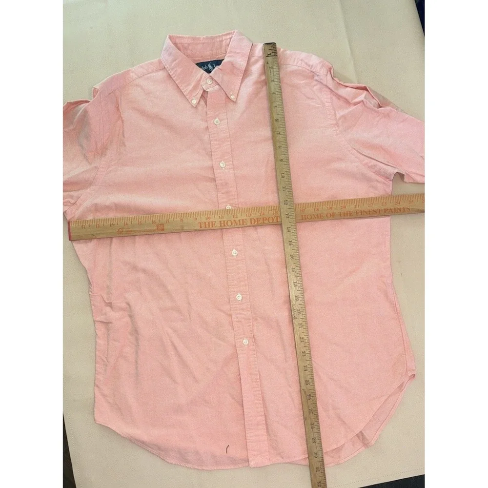 Polo Ralph Lauren Long Sleeve Oxford Button Down Solid Peach Large Custom Fit